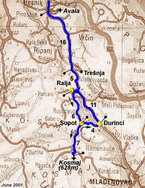 kosmaj mapa Draganin Kosmaj kosmaj mapa