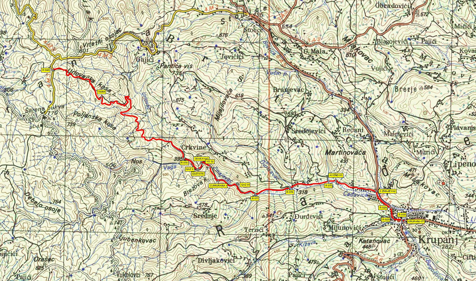 krupanj mapa Ruta 4: Krupanj   Zmajevac   Turski grobovi krupanj mapa