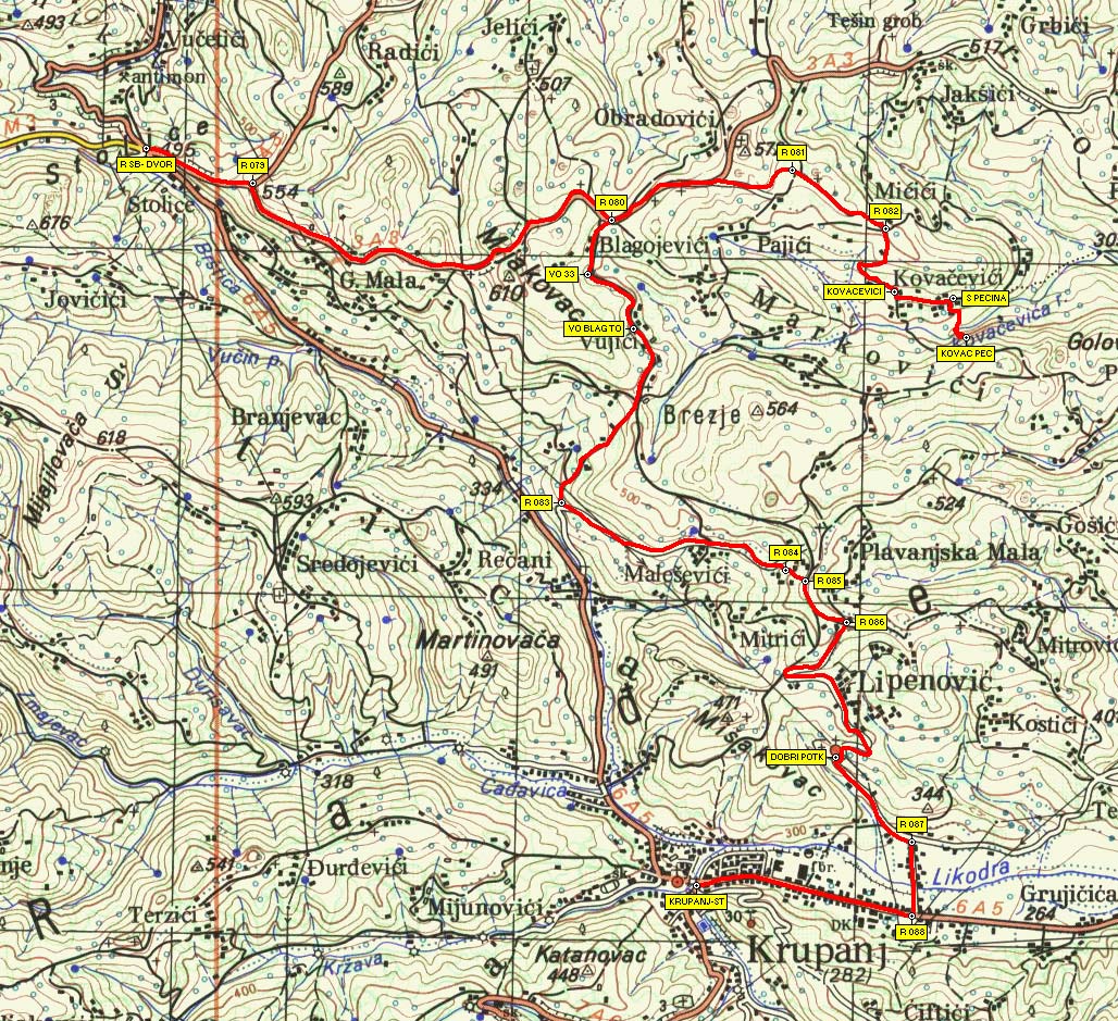 krupanj mapa Ruta 5: Stolice   Kovačevića pećina   Dobri Potok   Krupanj krupanj mapa