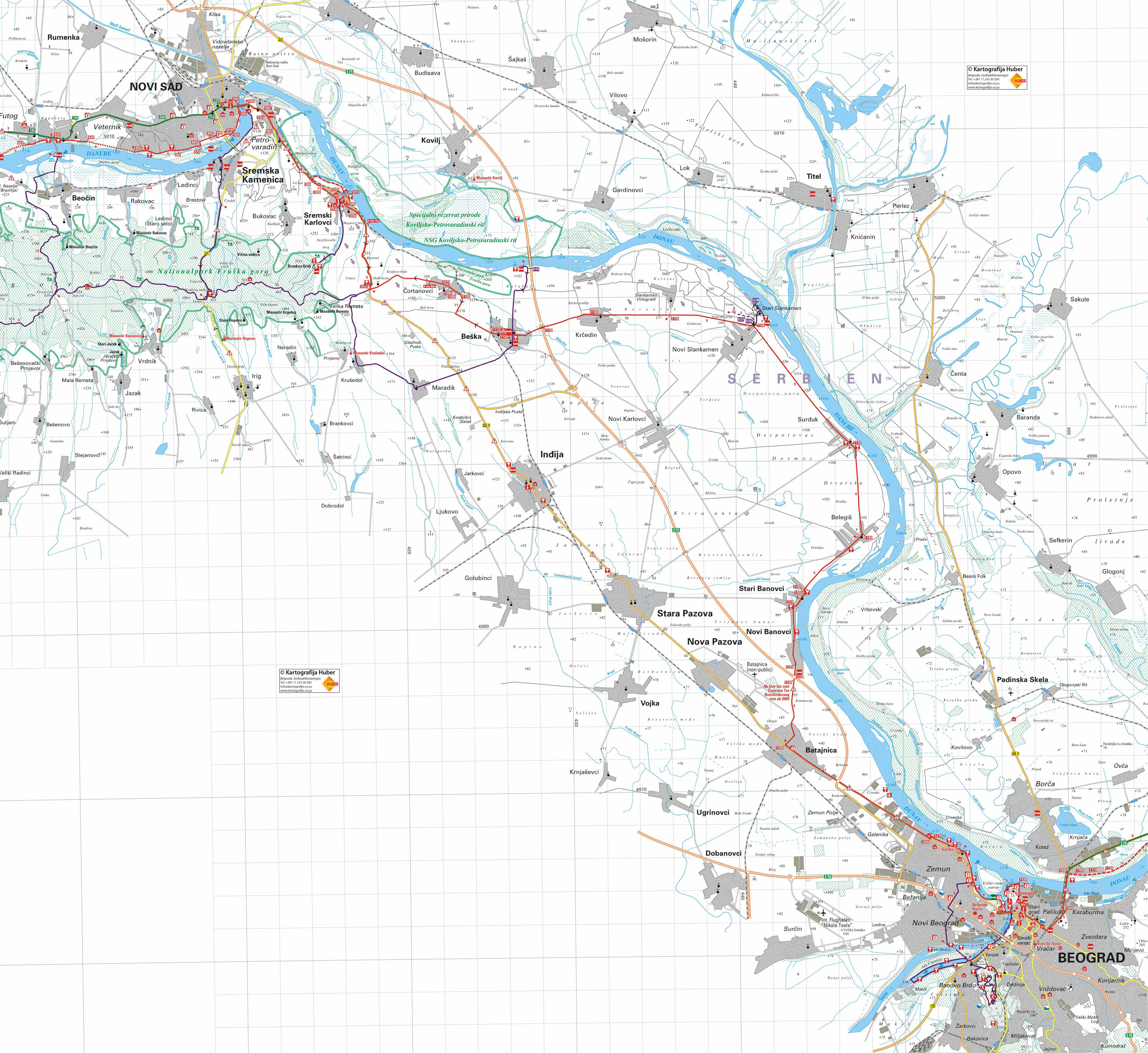 surduk mapa Dunav: deonica Novi Sad   Sremski Karlovci   Beograd surduk mapa